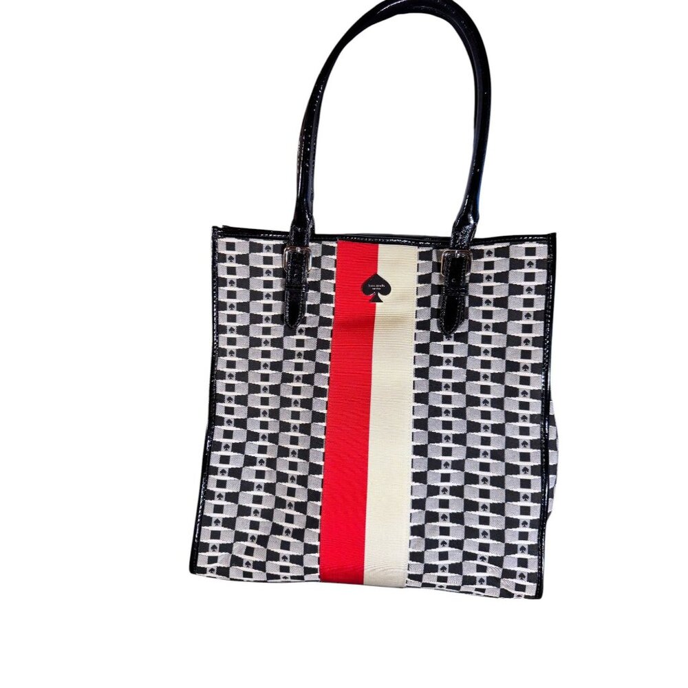 Kate Spade Black and White Shoulder Bag with Red Stripe - Picture 9 of 15